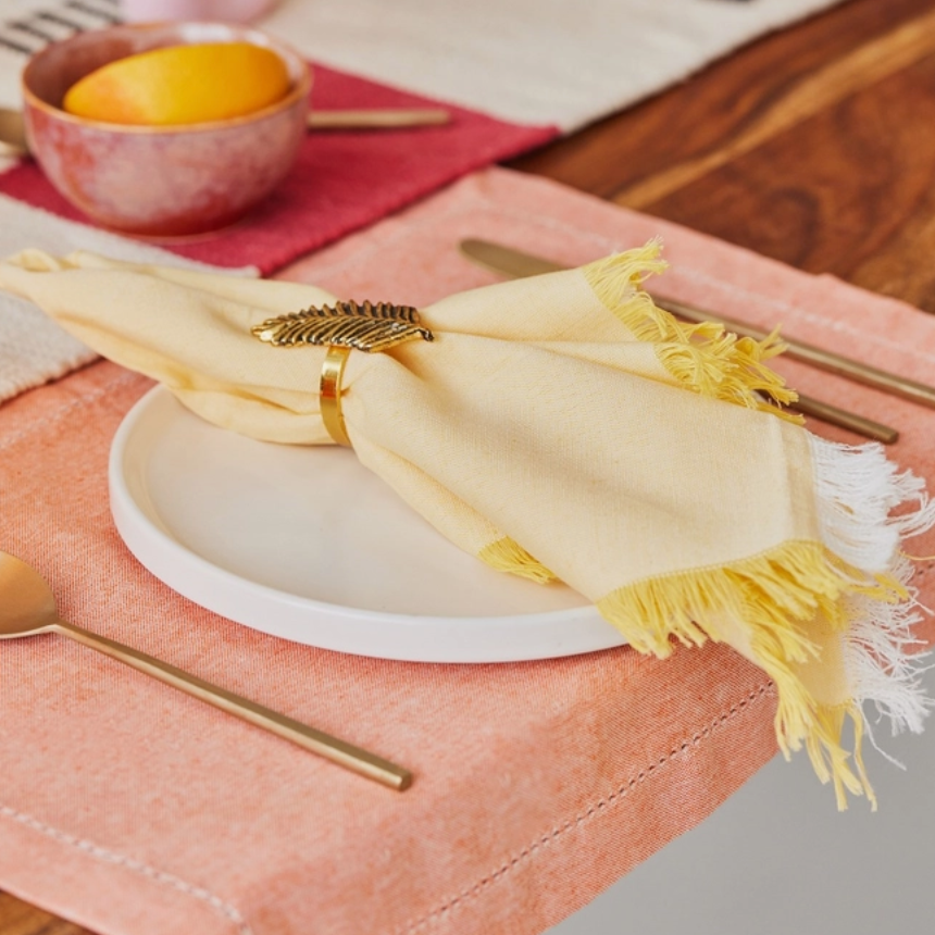 Fringe Borders Yellow Napkins Set of 4, 18 Inch - Casa Amarosa