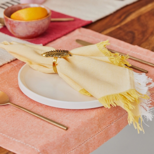 Fringe Borders Yellow Napkins Set of 4, 18 Inch - Casa Amarosa