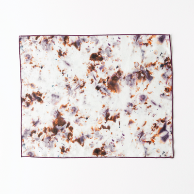 Rose Marble linen placemat 15x18 with plum rose lavender and turquoise watercolor pattern - Goldie Home