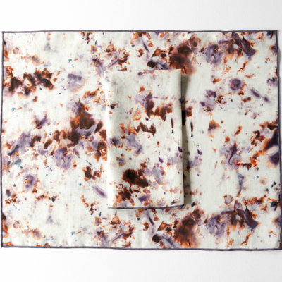 Rose Marble linen placemat close up of painterly watercolor texture - Goldie Home