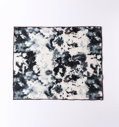 Grey Marble linen placemat 15x18 with swirling grey black and blue watercolor pattern - Goldie Home