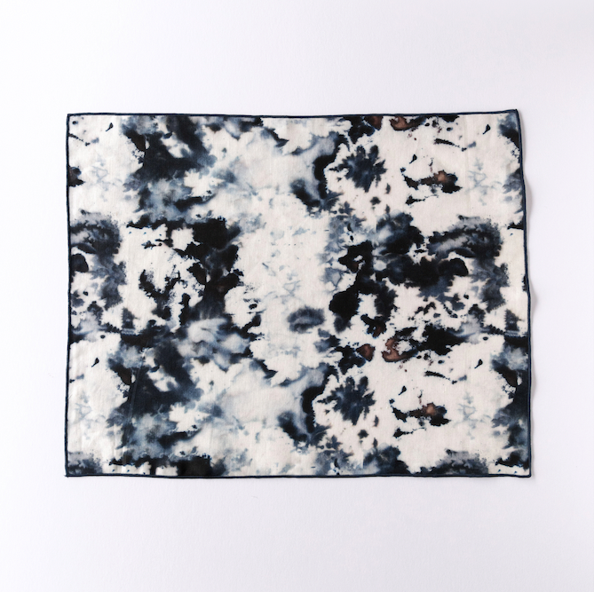 Grey Marble linen placemat close up of hand-painted watercolor marble texture - Goldie Home
