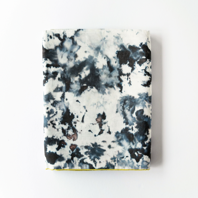 Grey Marble linen tablecloth styled on dining table with matching napkins - Goldie Home