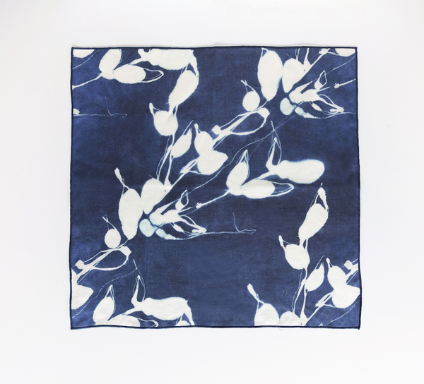 Porto Print Indigo linen dinner napkin flat lay close up detail - Goldie Home