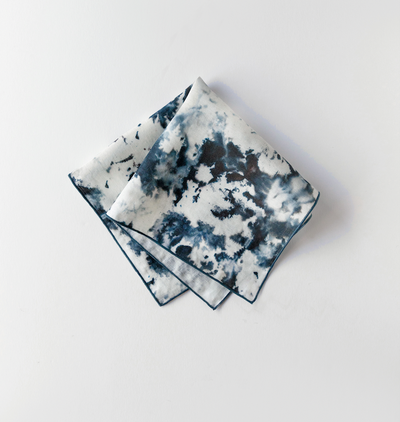 Grey Marble linen dinner napkin folded on place setting - Goldie Home