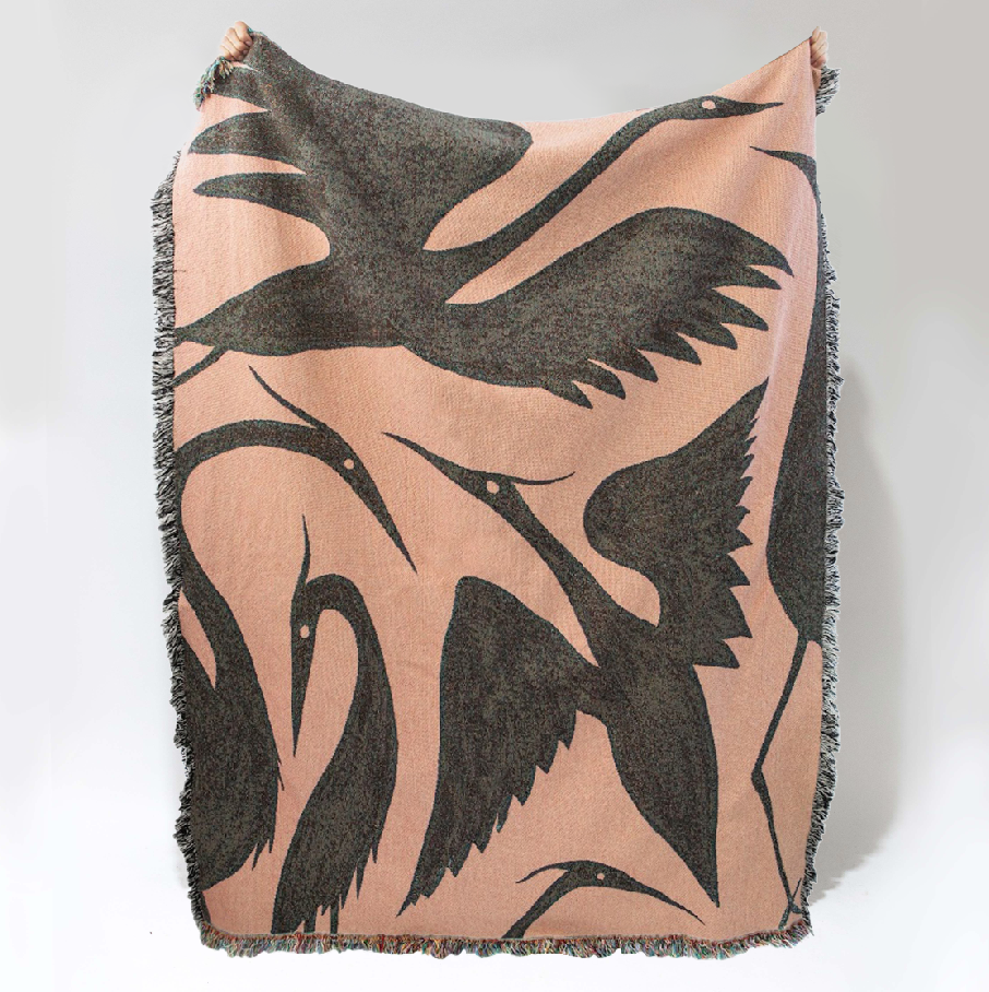 Herons Teal - Recycled Cotton Woven Throw