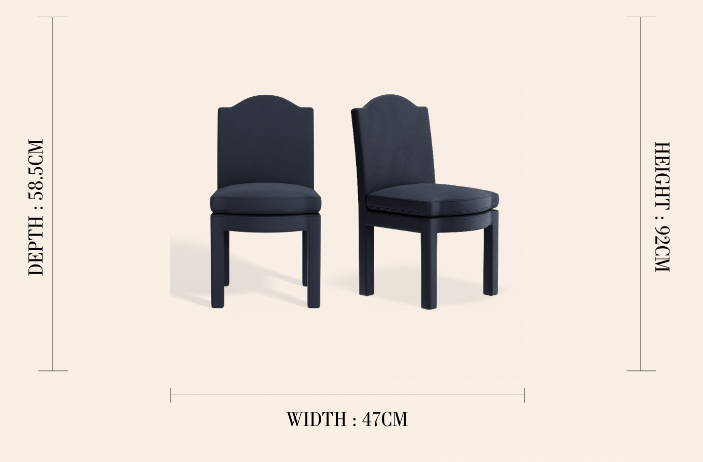 Pair of Leo Dining Chairs, Prussian Linen