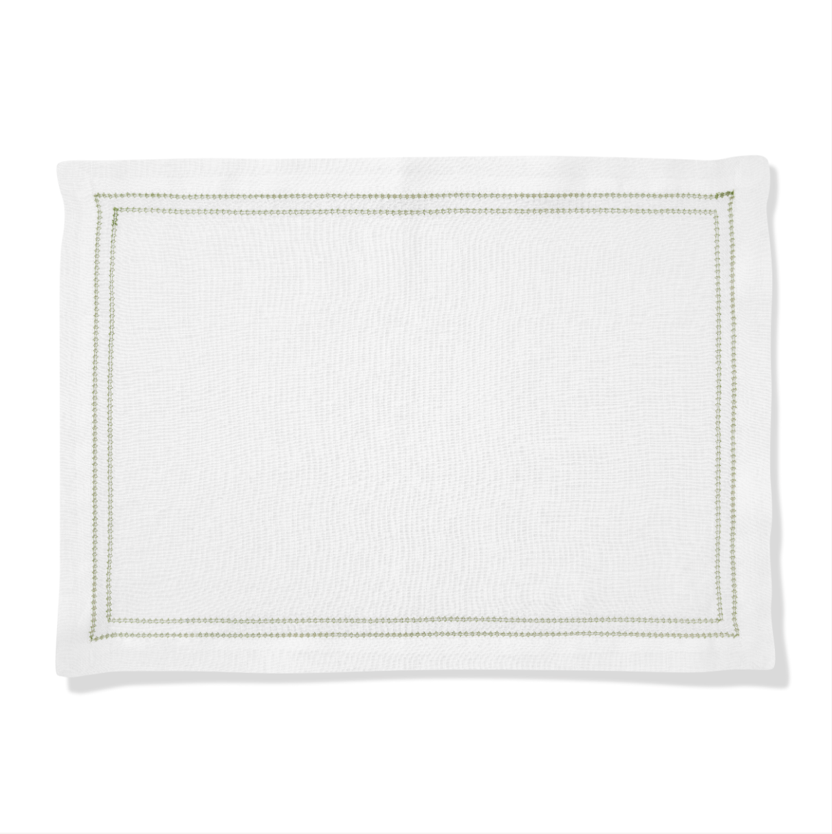 Set of Botanical Green Double Hemstitch Edge Placemats