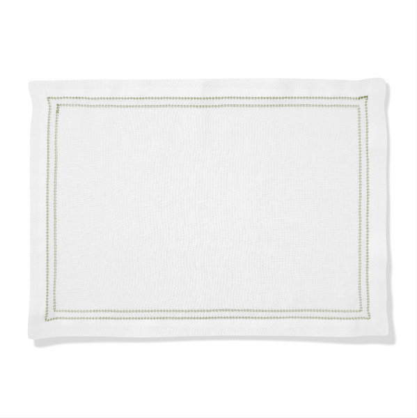Set of Botanical Green Double Hemstitch Edge Placemats