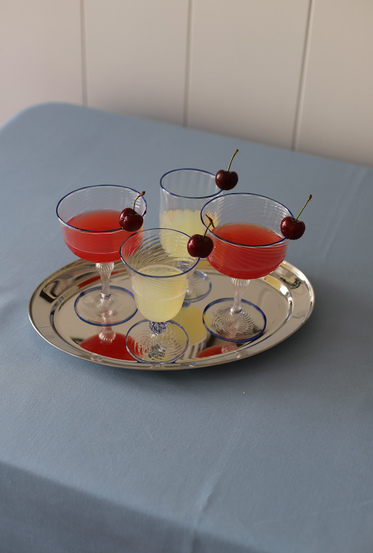 The Adrienne Venetian Wine Glass in Blue, Set of Two