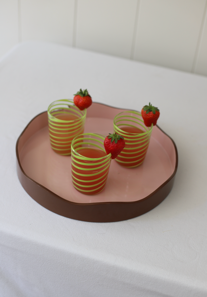 Allegra Round Wiggle Tray in Pink and Brown