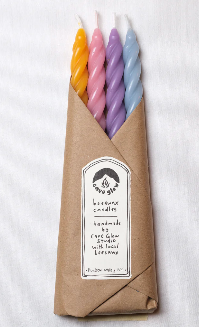 Cave Glow Beeswax Spiral Tapers set of 4 in Magic Hour