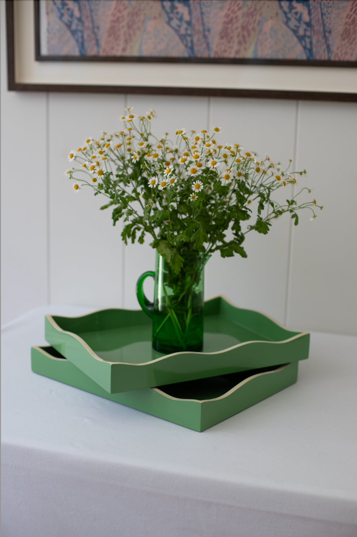 The Allegra Tray And Maxi Tumblers Gift Set In Green And Blue