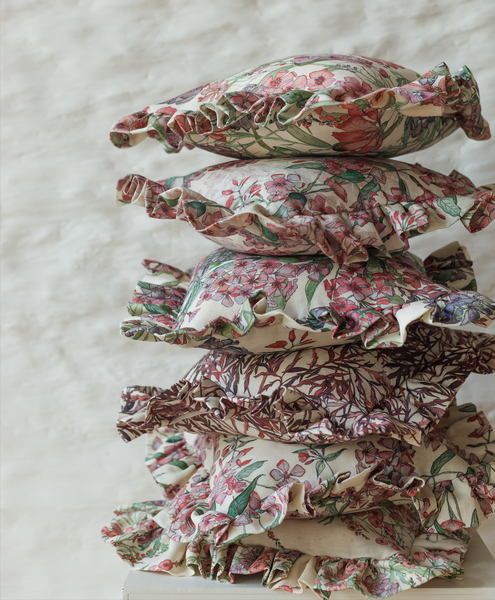 Square English Cutting Garden Medley Frill Cushion