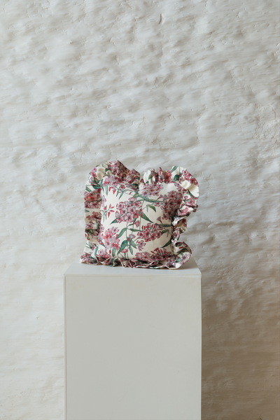 Square Pink Phlox Frill Cushion