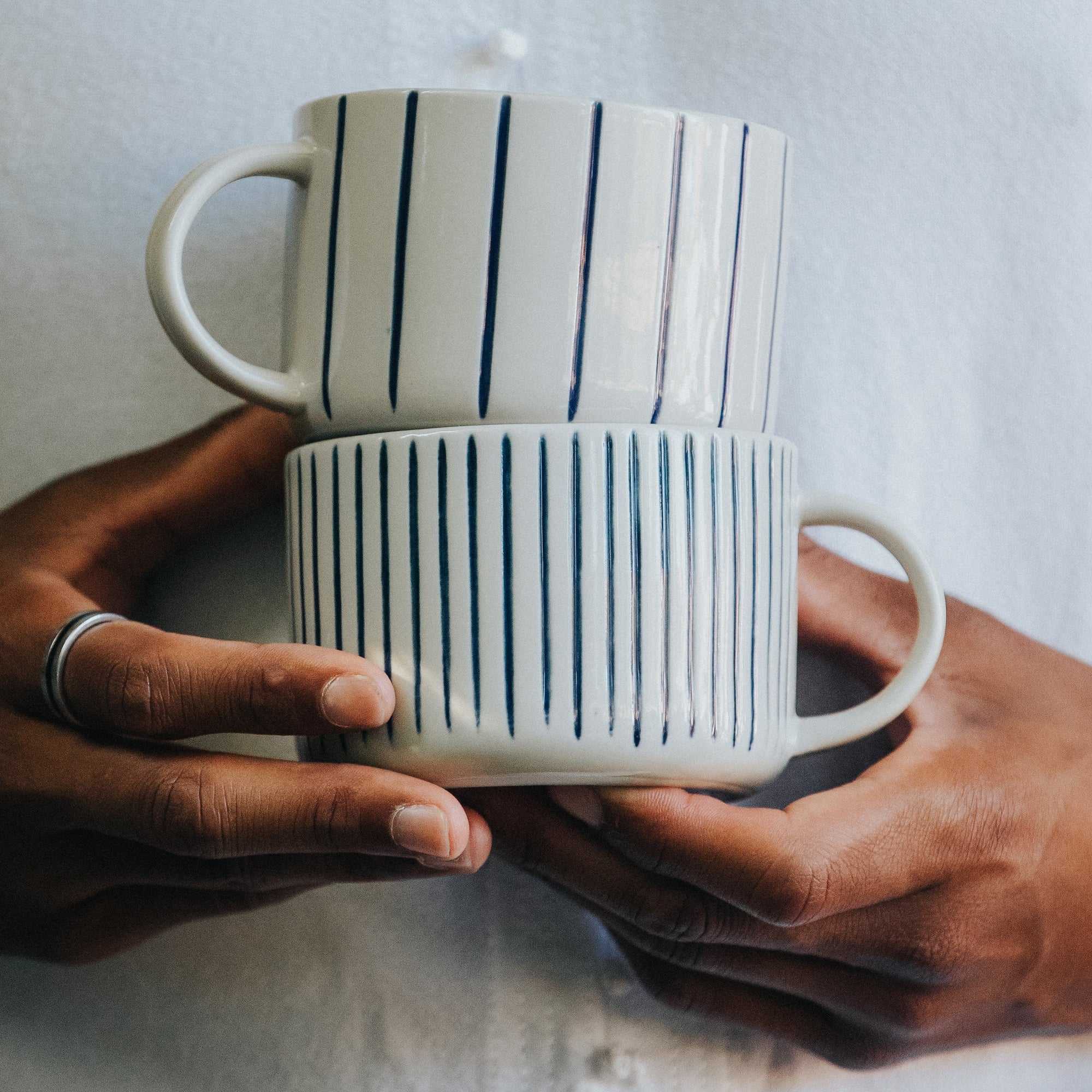 Yarrow Mug - Brushed Indigo Blue - Large (Set of 2)