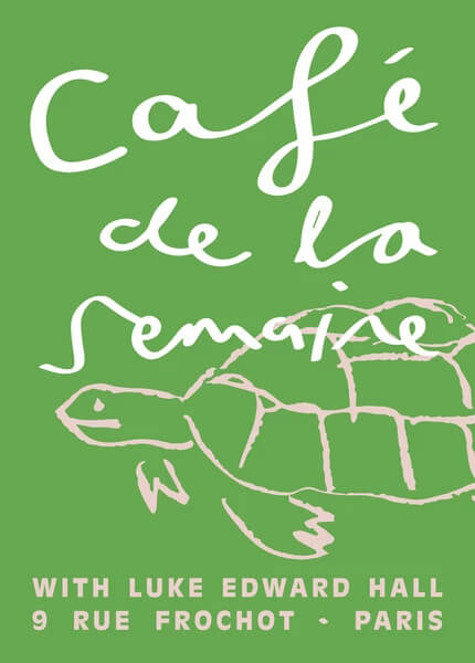 Semaine x Luke Edward Hall – Café de la Semaine signed artist print bright green, Tobias the Tortoise