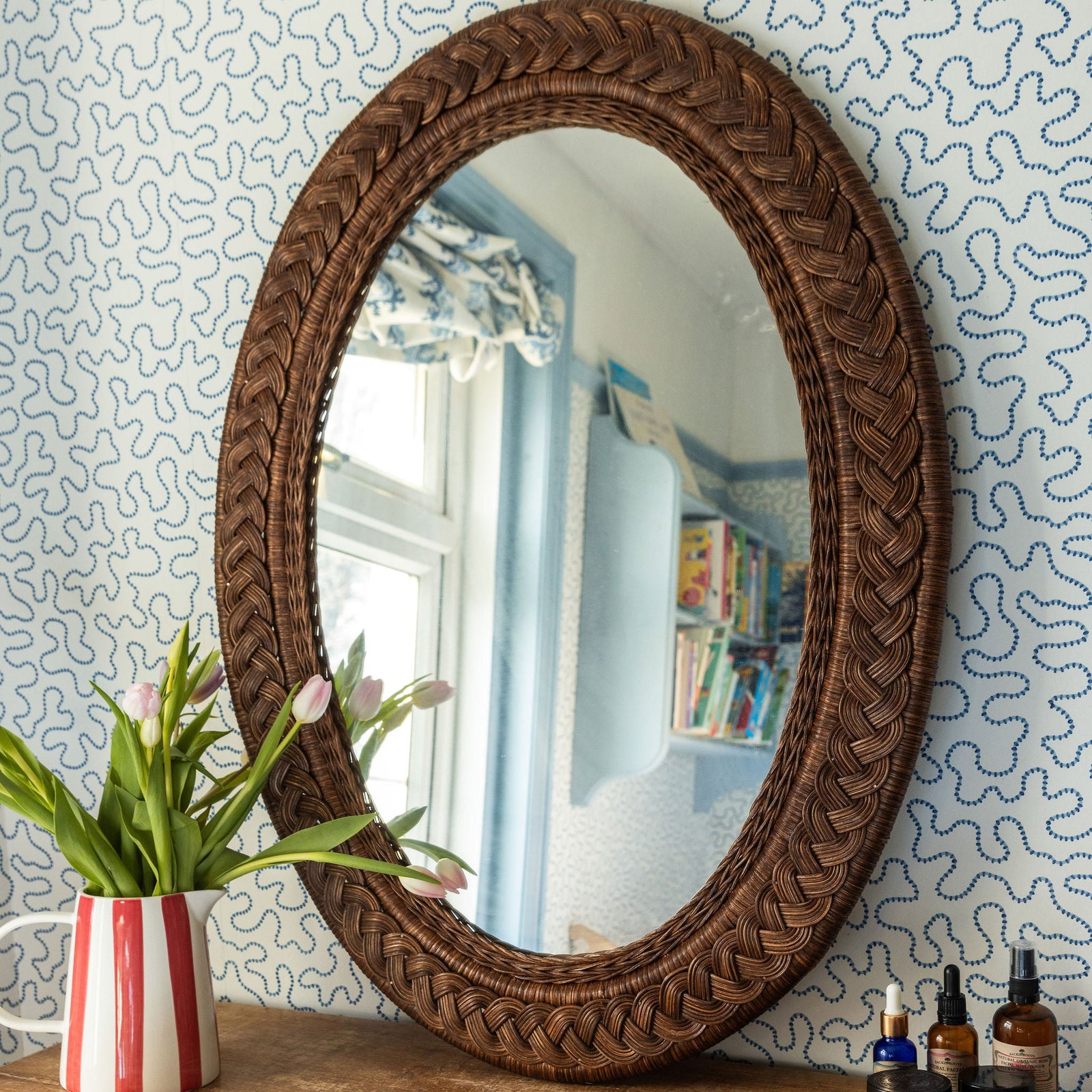 Serena Rattan Mirror, Large Oval