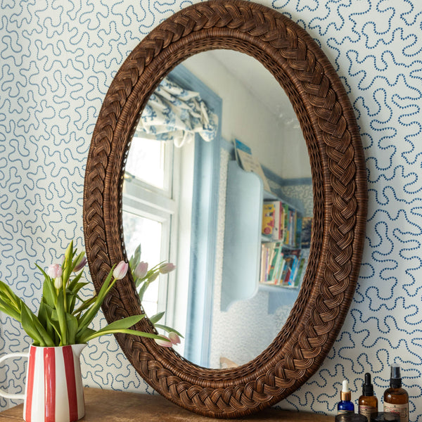 Serena Rattan Mirror, Large Oval