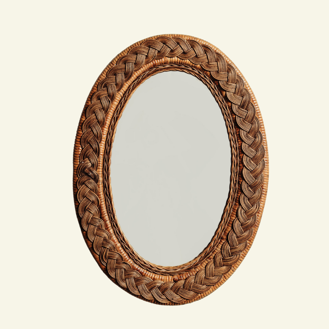 Serena Rattan Mirror, Large Oval