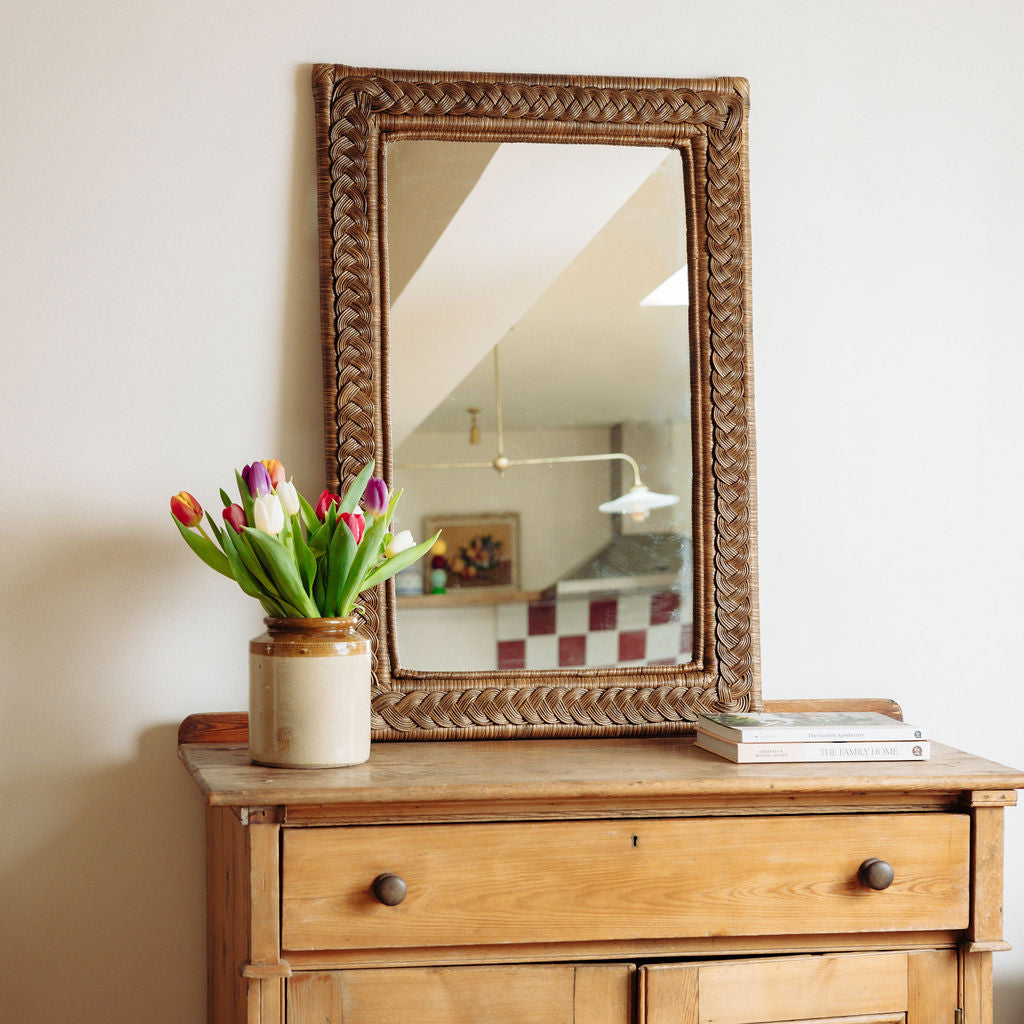 Serena Rattan Mirror, Large Rectangular