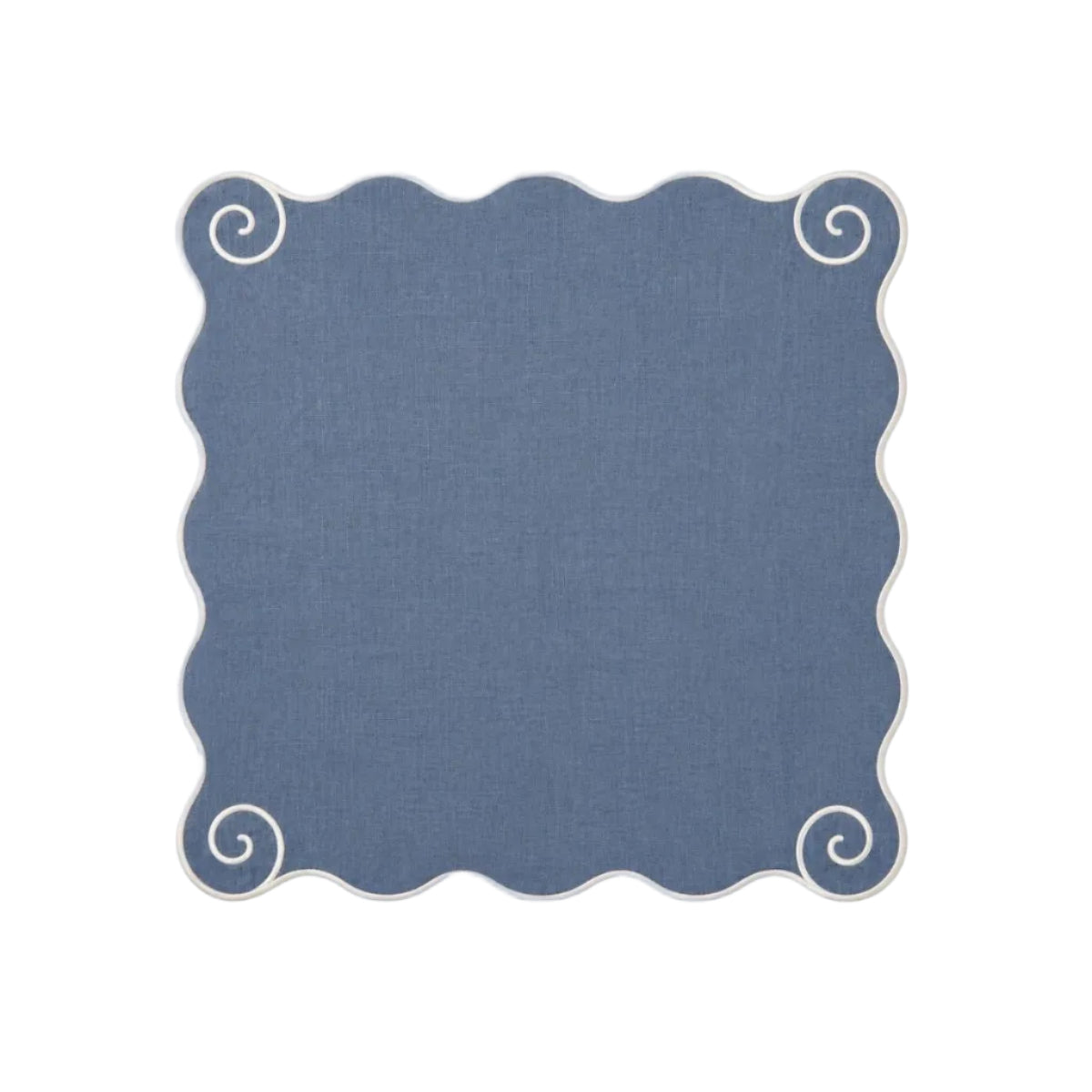 Volute Linen Napkin in Powder blue & White