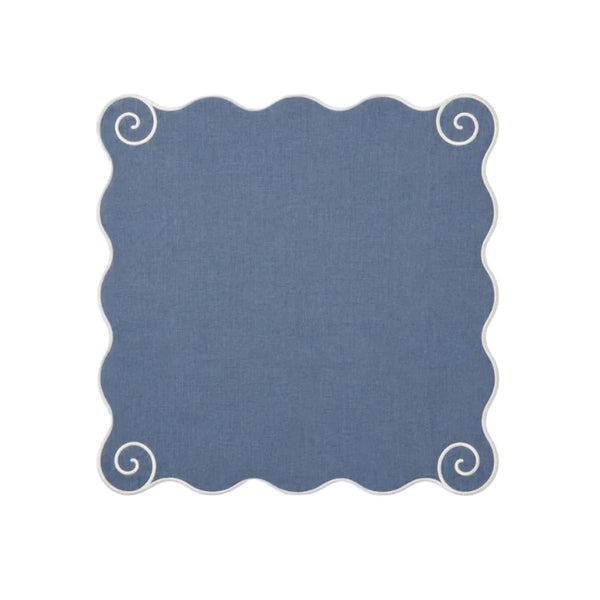 Volute Linen Napkin in Powder blue & White