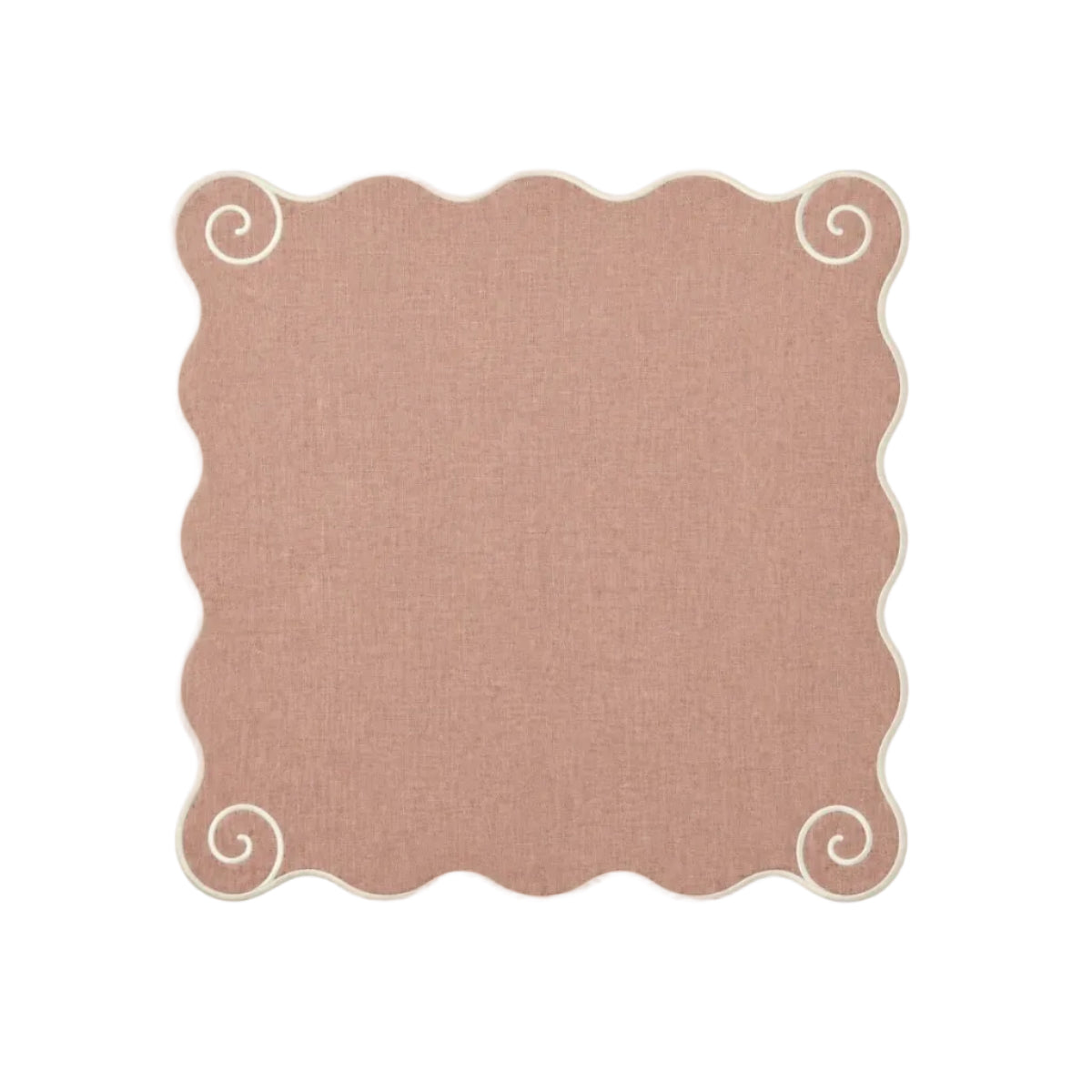 Volute Linen Napkin in Powder Pink & White