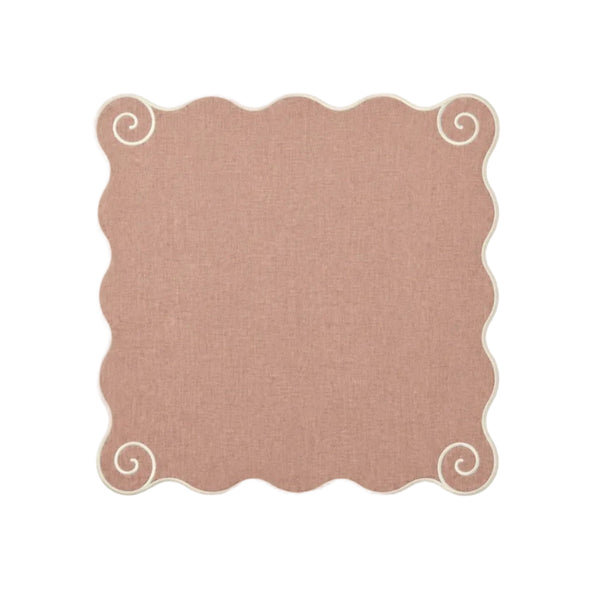 Volute Linen Napkin in Powder Pink & White
