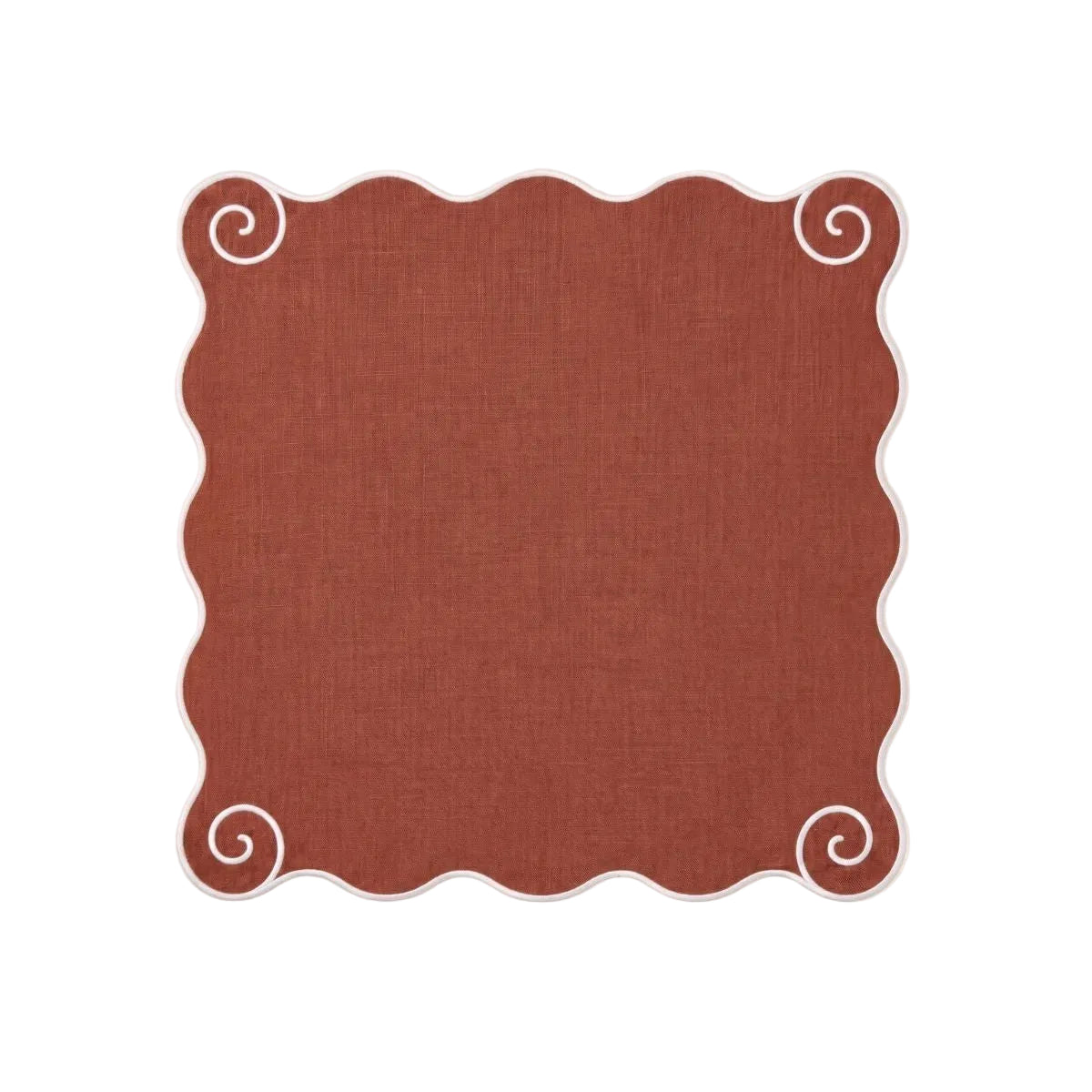 Volute Linen Napkin in Terracotta & White