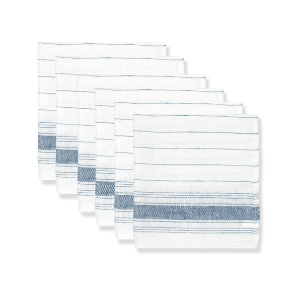 Set of 6 French Blue Stripe Napkins