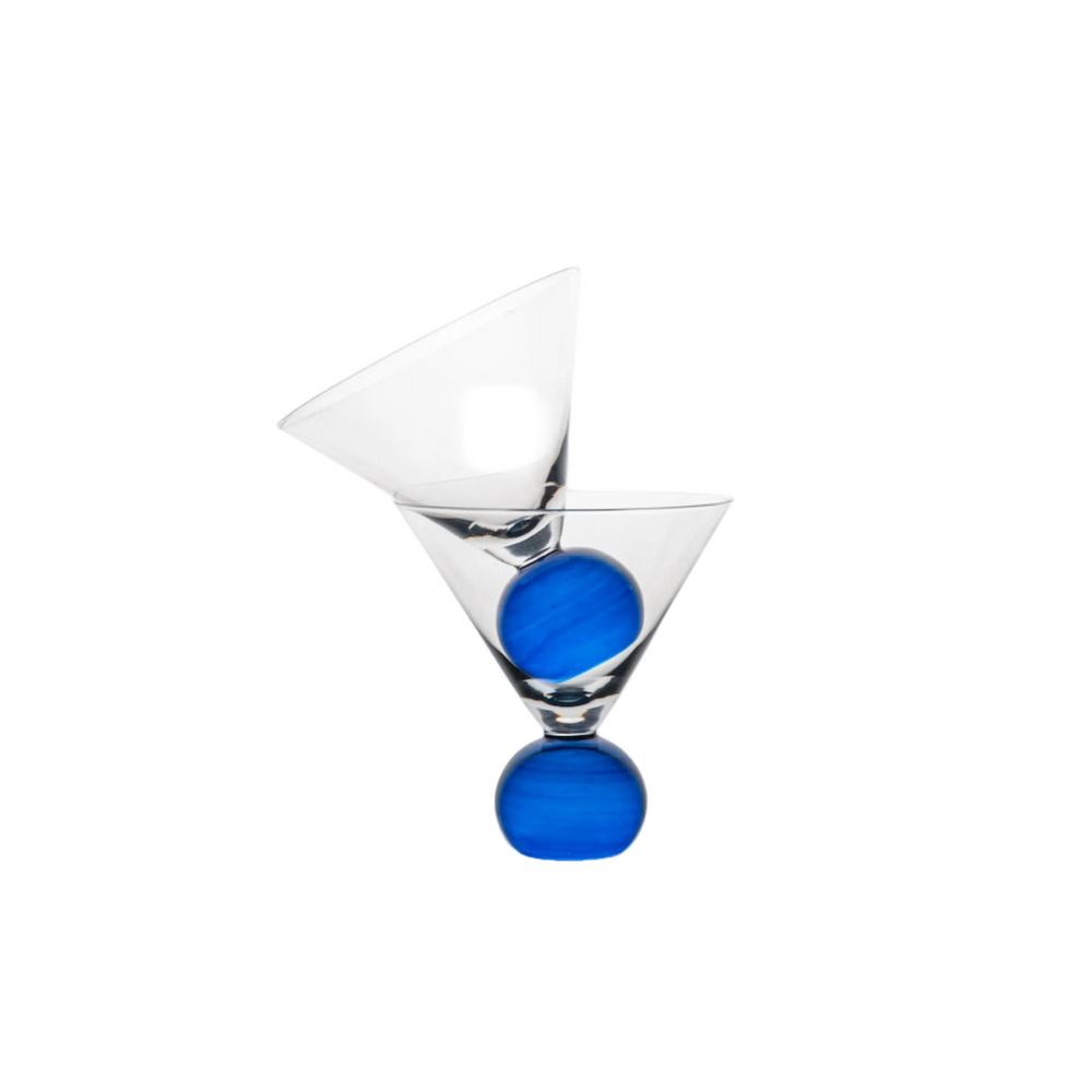 Cocktail Glasses, Cobalt Blue/ Clear - Set of 2