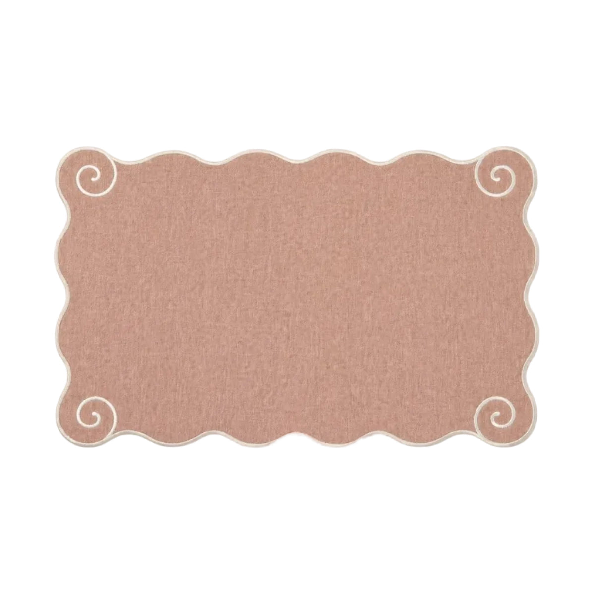 Volute Linen Placemat in Powder Pink & White