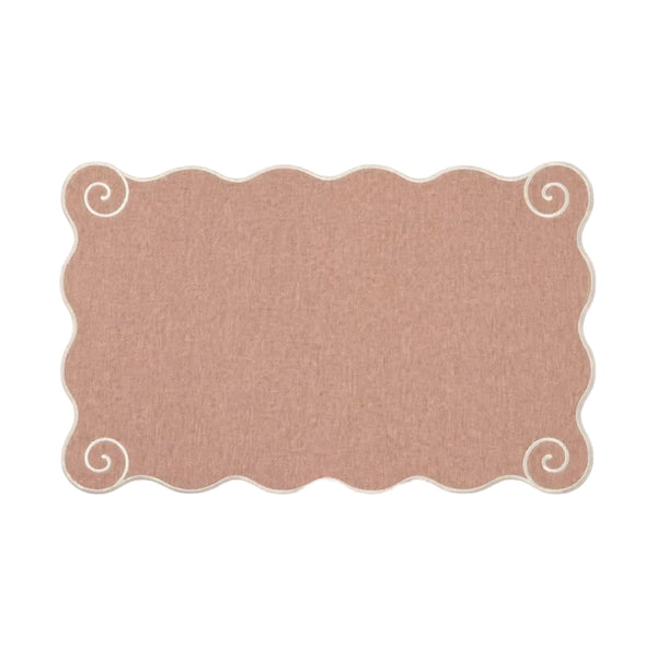 Volute Linen Placemat in Powder Pink & White