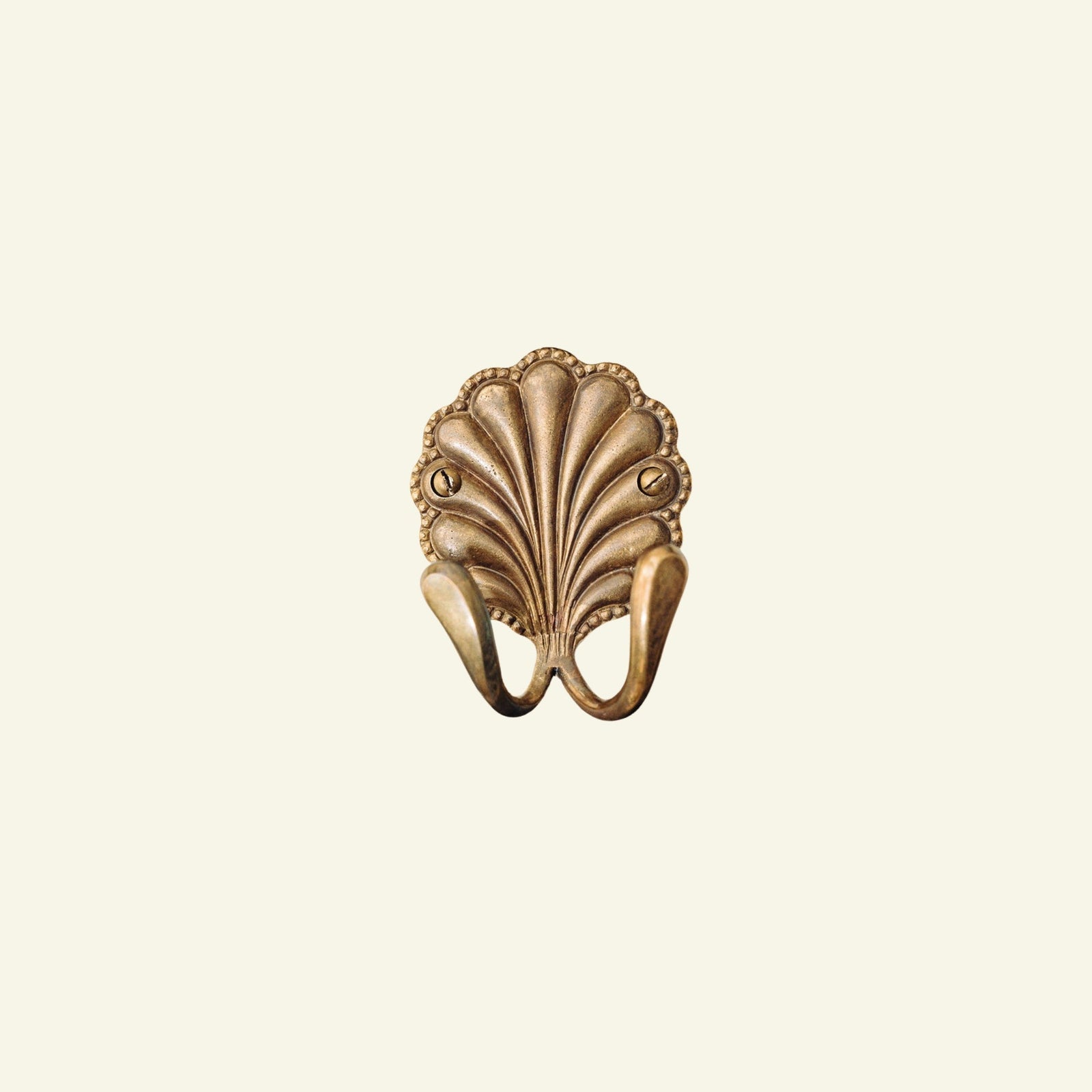 Shell Hook Double, Aged Brass