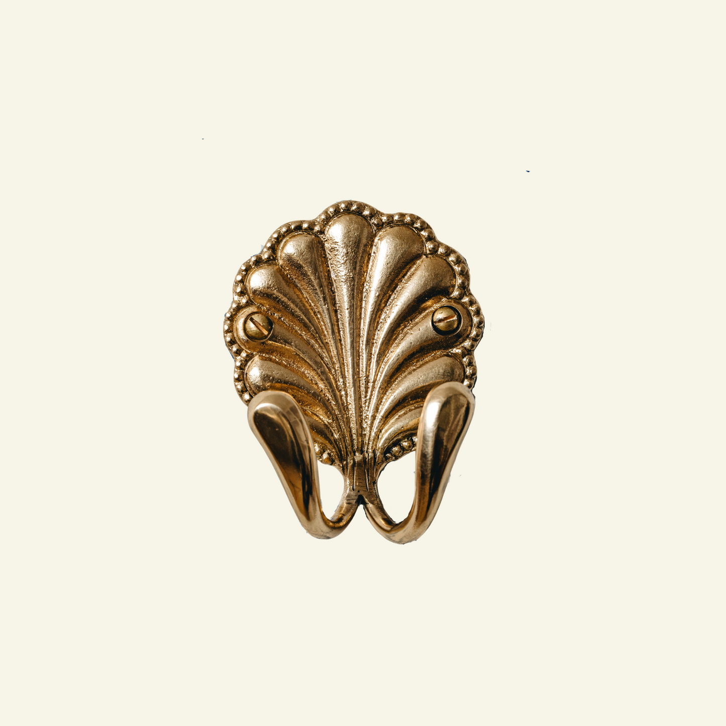 Shell Hook Double, Lacquered Brass
