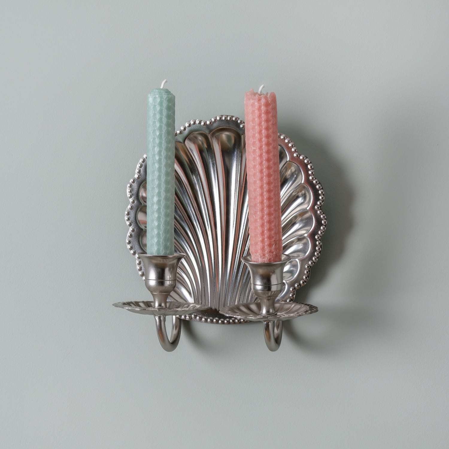Shell Wall Sconce Double, Antique Brass