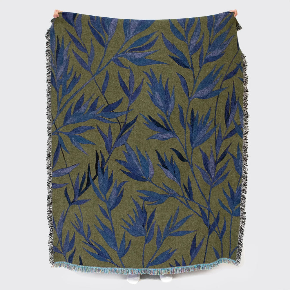 Growth (Olive Green) Recycled Cotton Woven Throw