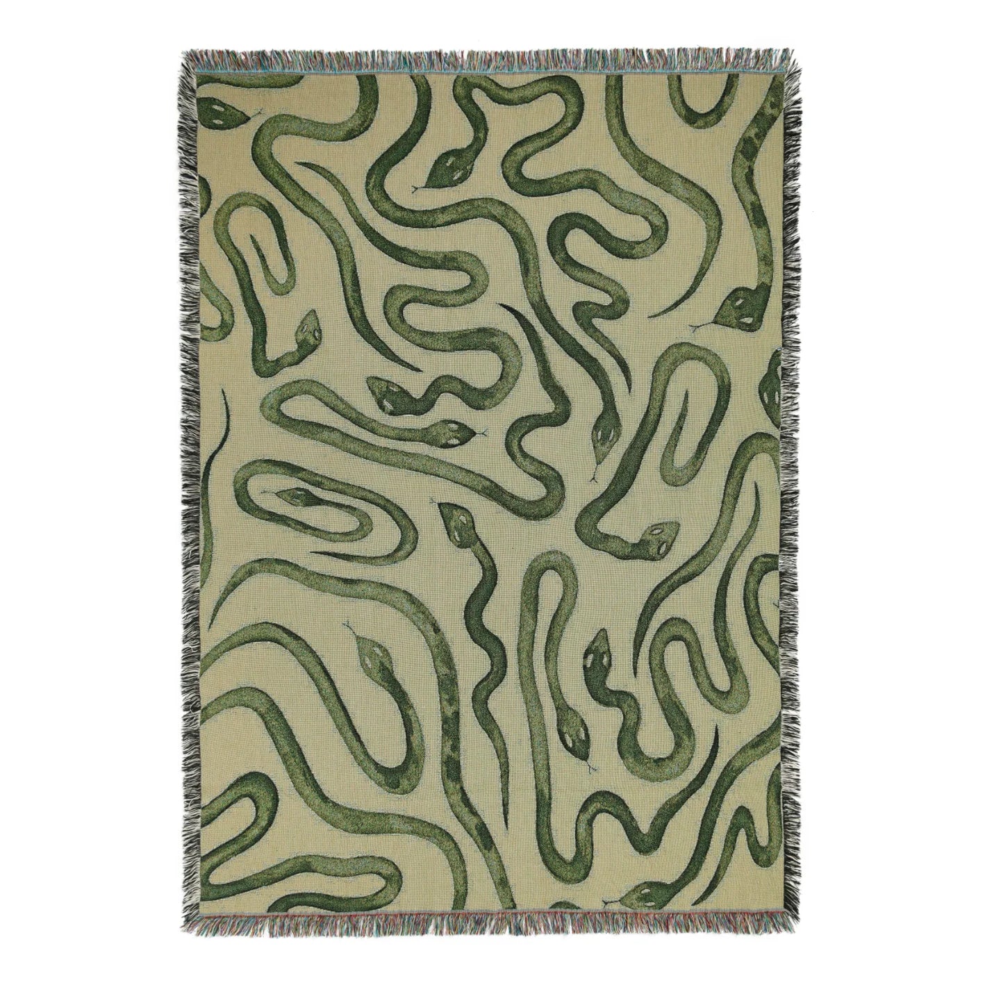 Snakes Recycled Cotton Woven Throw - Green