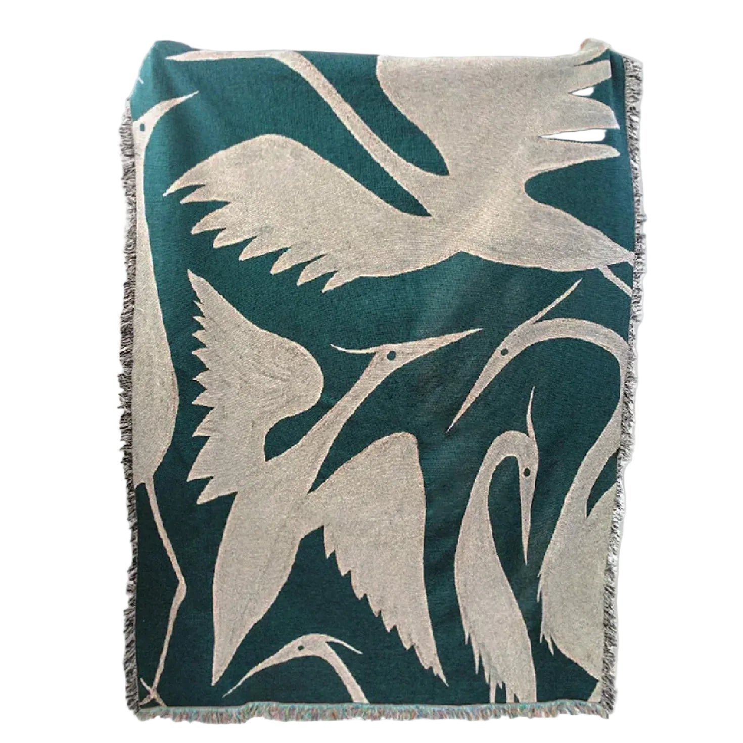 Herons Teal - Recycled Cotton Woven Throw