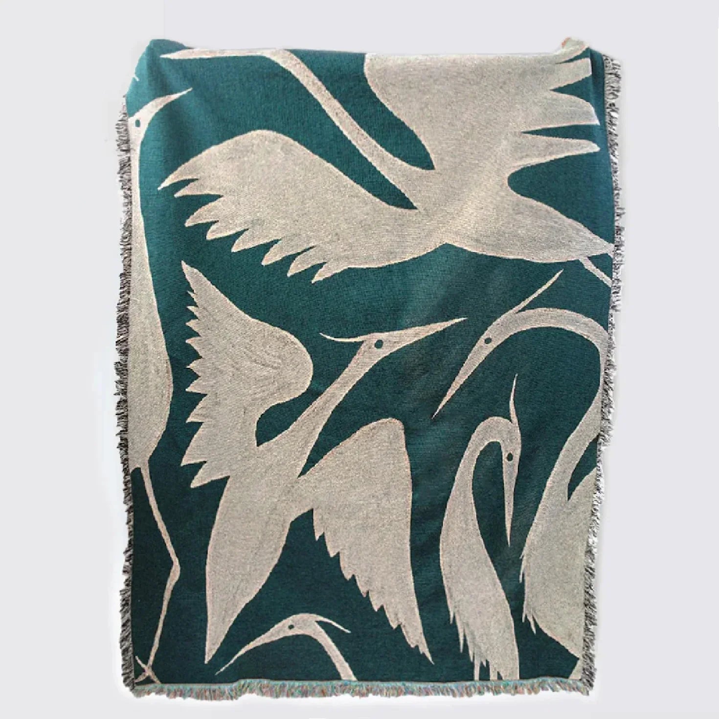 Heron Recycled Cotton Woven Throw - Teal