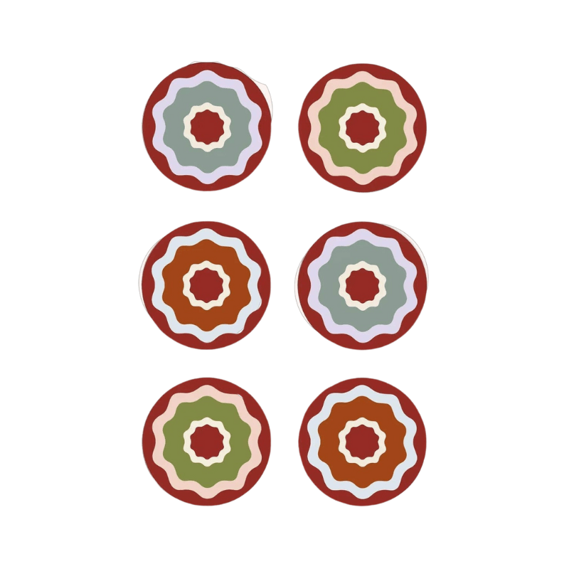 Rhubarb Ripple Coasters (Set of 6)