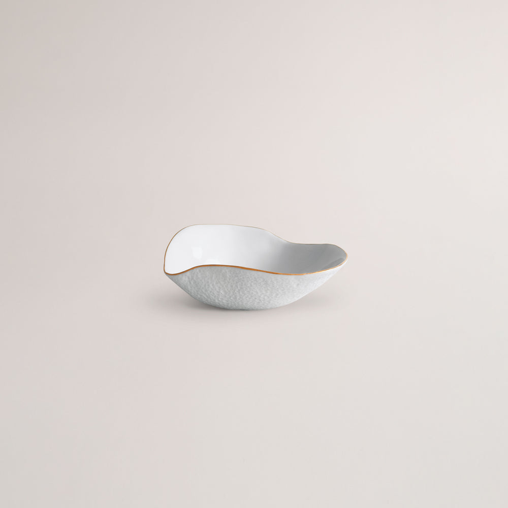 Set of Two Side Bowls / White With Golden Rim / Indulge nº2