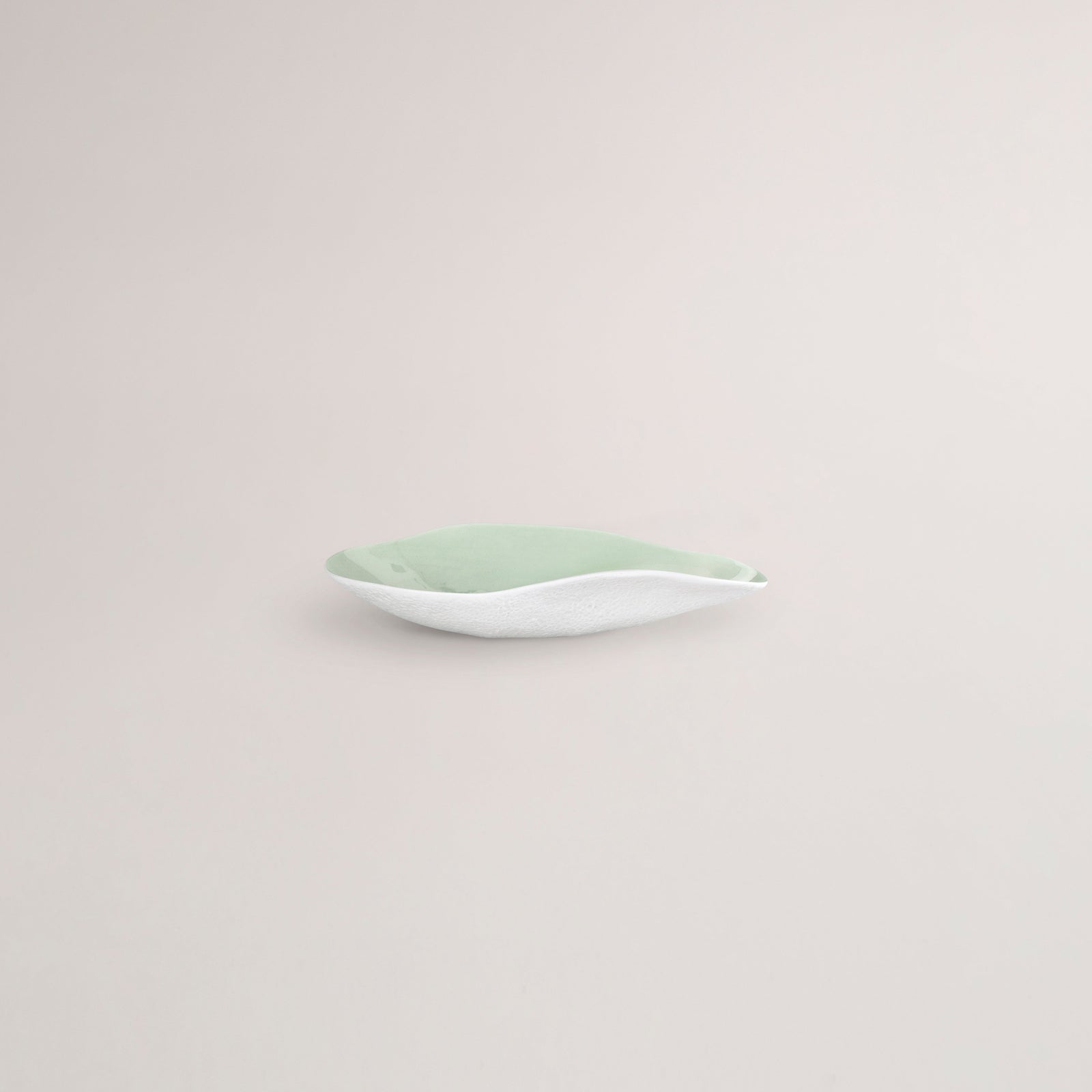 Handmade Limoges porcelain green side bowl