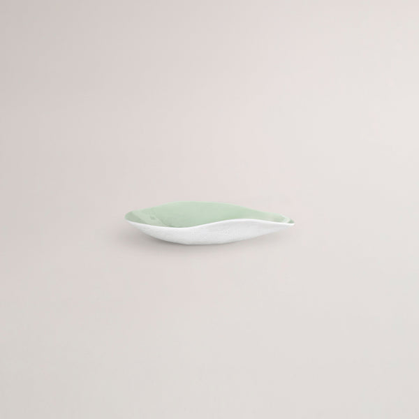 Handmade Limoges porcelain green side bowl