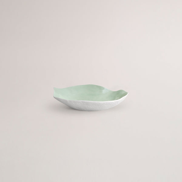 Handmade Limoges porcelain green small plate