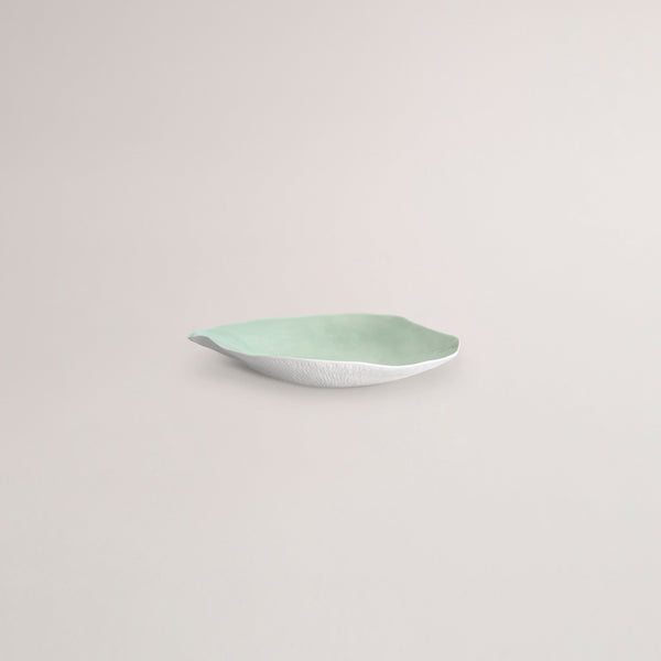Handmade Limoges porcelain green large dinner plate