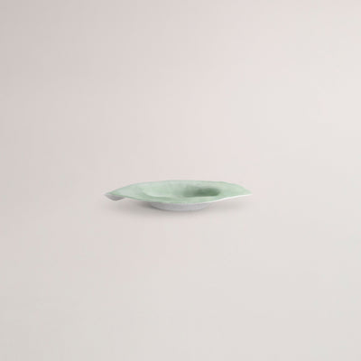 Handmade Limoges porcelain green deep dinner plate