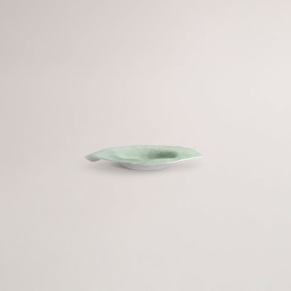 Handmade Limoges porcelain green deep dinner plate