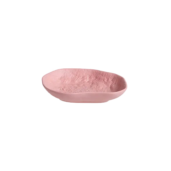 The small Crockery Pink platter is the perfect catch-all, created by 1882 Ltd. with Max Lamb, pink stained earthenware is poured into a mould crafted from hand chipped models